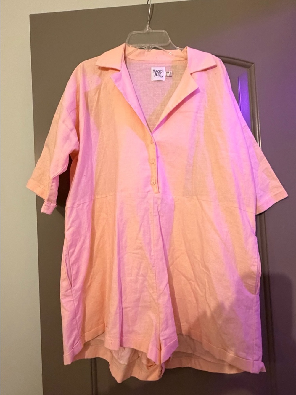 Princess Polly Sinclair Oversized Fit Romper Peach Pink Size US 2 - Picture 3 of 5